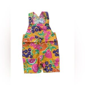 Vintage Hopscotch Size 12 Months Fruit Short Overalls